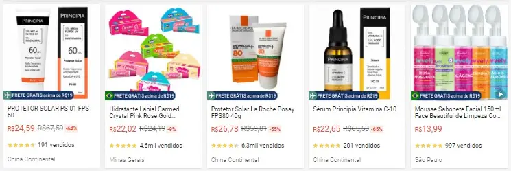 5 imagens de produtos de beleza mais vendidos da shopee